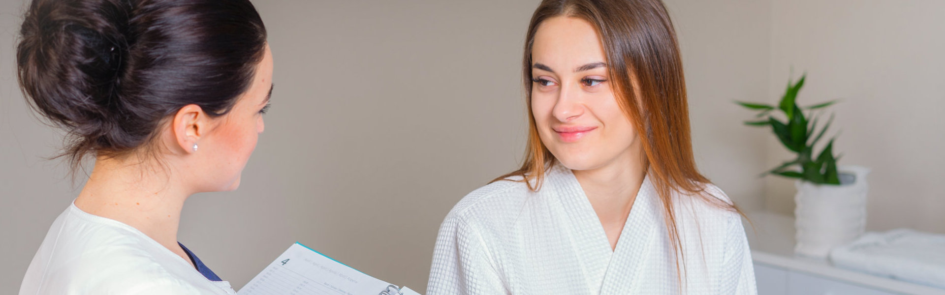 female patient and a doctor portrait